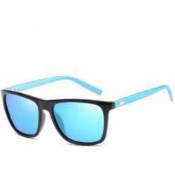 Round Polarized Mens Sunglasses Driving Sun Glasses Brand Design - Black Blue - C419852R5KU $14.34