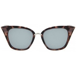 Semi-rimless Women Fashion Cat Eye Vintage Mirror UV400 Sunglasses Eyeglasses - Grey Leopard - CN182DSSS4W $10.16