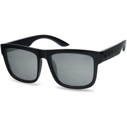 Rectangular Classic Square Transparent Frame Sunglasses Mirrored Retro Sport Fashion Shades - Black Frame - Silver - CK18U68Z...