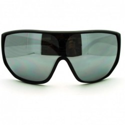 Shield Futuristic Mens Oversized Shield Mono Lens Sport Warp Sunglasses - Black Silver - CP11J6WV149 $22.81