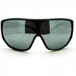 Shield Futuristic Mens Oversized Shield Mono Lens Sport Warp Sunglasses - Black Silver - CP11J6WV149 $11.71