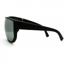 Shield Futuristic Mens Oversized Shield Mono Lens Sport Warp Sunglasses - Black Silver - CP11J6WV149 $11.71