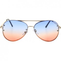Rimless Oceanic Tie Dye Gradient Lens Rimless Pilots Sunglasses - Gold Blue Orange - CM18RA74KEY $13.64