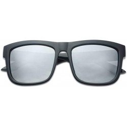 Rectangular Classic Square Transparent Frame Sunglasses Mirrored Retro Sport Fashion Shades - Black Frame - Silver - CK18U68Z...