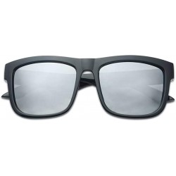 Rectangular Classic Square Transparent Frame Sunglasses Mirrored Retro Sport Fashion Shades - Black Frame - Silver - CK18U68Z...
