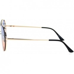 Rimless Oceanic Tie Dye Gradient Lens Rimless Pilots Sunglasses - Gold Blue Orange - CM18RA74KEY $13.64