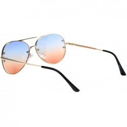 Rimless Oceanic Tie Dye Gradient Lens Rimless Pilots Sunglasses - Gold Blue Orange - CM18RA74KEY $13.64