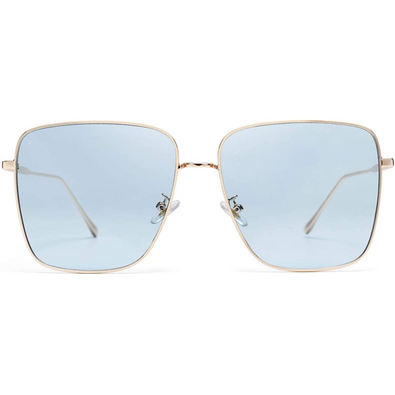 Oversized Womens Square Sunglasses UV Protection Metal Frame Ladies Glasses for Women 8808 - Blue - C5198SOQIRY $14.31