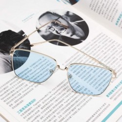 Oversized Womens Square Sunglasses UV Protection Metal Frame Ladies Glasses for Women 8808 - Blue - C5198SOQIRY $14.31