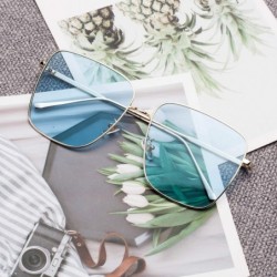 Oversized Womens Square Sunglasses UV Protection Metal Frame Ladies Glasses for Women 8808 - Blue - C5198SOQIRY $14.31