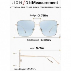 Oversized Womens Square Sunglasses UV Protection Metal Frame Ladies Glasses for Women 8808 - Blue - C5198SOQIRY $14.31