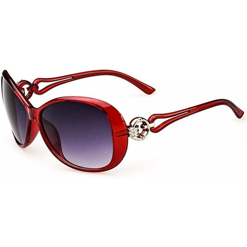 Oval Women Fashion Oval Shape UV400 Framed Sunglasses Sunglasses - Wine Red - C6196YUXI84 $19.41