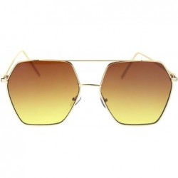Rectangular Womens Octagonal Hippie Pimp Lens Metal Rim Mob Sunglasses - Gold Brown Yellow - C218RS2CR69 $23.70