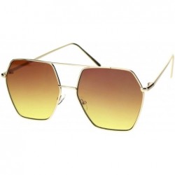 Rectangular Womens Octagonal Hippie Pimp Lens Metal Rim Mob Sunglasses - Gold Brown Yellow - C218RS2CR69 $10.16