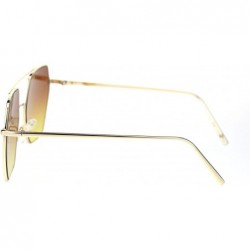 Rectangular Womens Octagonal Hippie Pimp Lens Metal Rim Mob Sunglasses - Gold Brown Yellow - C218RS2CR69 $10.16