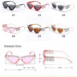 Square Vintage Sexy Red Women Tassel Diamond Sunglasses Luxury Designer Fashion Black Cat Eye Rhinestone Glasses - CX198EWC6O...