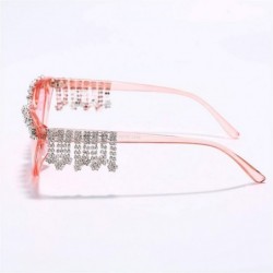 Square Vintage Sexy Red Women Tassel Diamond Sunglasses Luxury Designer Fashion Black Cat Eye Rhinestone Glasses - CX198EWC6O...