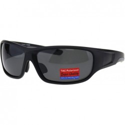 Wrap Mens Polarized Lens Sunglasses Wrap Around Rectangular Quality Frame UV 400 - Matte Black - CK18IM0XQGH $26.37