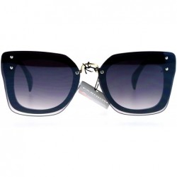 Butterfly Womens Flat Lens Rimless Butterfly Horn Rim Sunglasses - Black Smoke - CN12LZSNIX3 $11.43
