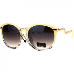 Oversized Womens Crooked Bolt Arm Designer Round Oversize Sunglasses - Beige - C917XXSAHI0 $9.84