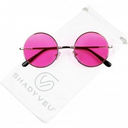 Aviator Retro John Lennon Style Sunglasses Round Colorful Tint Groovy Hippie Wire Shades - Hot Pink - C718HM43T5Z $21.64