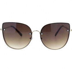 Rimless Womens Cat Eye Large Exposed Lens Chic Retro Fashion Sunglasses - Gold Gradient Brown - CH18OX2DH3Y $22.62