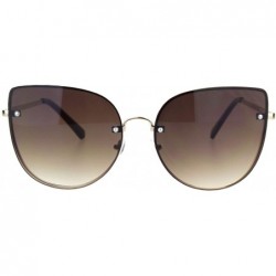 Rimless Womens Cat Eye Large Exposed Lens Chic Retro Fashion Sunglasses - Gold Gradient Brown - CH18OX2DH3Y $14.06