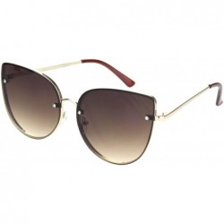 Rimless Womens Cat Eye Large Exposed Lens Chic Retro Fashion Sunglasses - Gold Gradient Brown - CH18OX2DH3Y $14.06