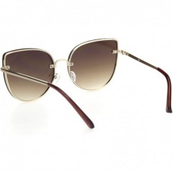 Rimless Womens Cat Eye Large Exposed Lens Chic Retro Fashion Sunglasses - Gold Gradient Brown - CH18OX2DH3Y $14.06