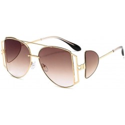 Round Women Metal Big Sunglasses Punk Oversize Shades Men Retro Round Sun Glasses Female Gradient UV400 - CA1902MK63Y $16.01