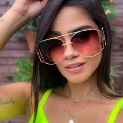 Round Women Metal Big Sunglasses Punk Oversize Shades Men Retro Round Sun Glasses Female Gradient UV400 - CA1902MK63Y $16.01