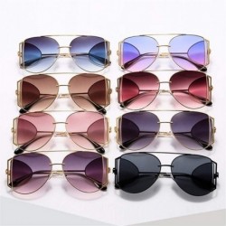 Round Women Metal Big Sunglasses Punk Oversize Shades Men Retro Round Sun Glasses Female Gradient UV400 - CA1902MK63Y $16.01