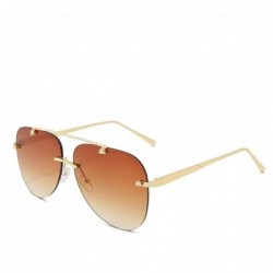 Rimless Pilot Sunglasses for Women Rimless Big Lend Gradient Shade UV Protection - C3 - CY190OMGZKN $14.82