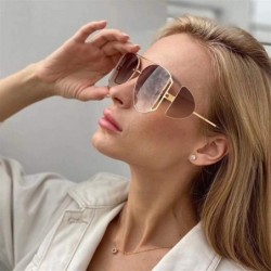 Round Women Metal Big Sunglasses Punk Oversize Shades Men Retro Round Sun Glasses Female Gradient UV400 - CA1902MK63Y $16.01