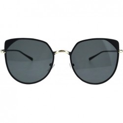 Rimless Womens Metal Rim Butterfly Metal Rim Minimal Mod Designer Sunglasses - Matte Black - CD18EYIU69X $15.24