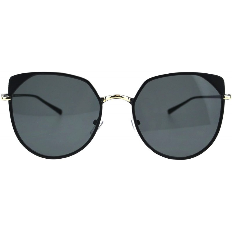 Rimless Womens Metal Rim Butterfly Metal Rim Minimal Mod Designer Sunglasses - Matte Black - CD18EYIU69X $15.24