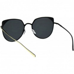 Rimless Womens Metal Rim Butterfly Metal Rim Minimal Mod Designer Sunglasses - Matte Black - CD18EYIU69X $15.24