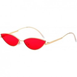 Rectangular Vintage Slender Oval Sunglasses Small Metal Frame Candy Colors - Red Lens1/Gold Frame - C218GDZOYRI $21.57