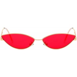 Rectangular Vintage Slender Oval Sunglasses Small Metal Frame Candy Colors - Red Lens1/Gold Frame - C218GDZOYRI $14.19