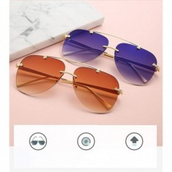 Rimless Pilot Sunglasses for Women Rimless Big Lend Gradient Shade UV Protection - C3 - CY190OMGZKN $14.82