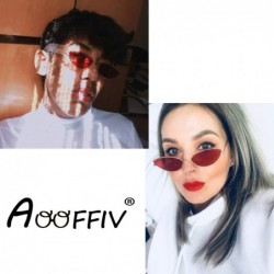 Rectangular Vintage Slender Oval Sunglasses Small Metal Frame Candy Colors - Red Lens1/Gold Frame - C218GDZOYRI $14.19