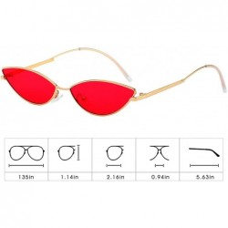 Rectangular Vintage Slender Oval Sunglasses Small Metal Frame Candy Colors - Red Lens1/Gold Frame - C218GDZOYRI $14.19