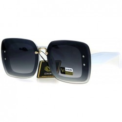 Rectangular Rimless Rectangular Luxury Designer Fashion Womens Plastic Sunglasses - White - CN17AZHO8WN $22.30