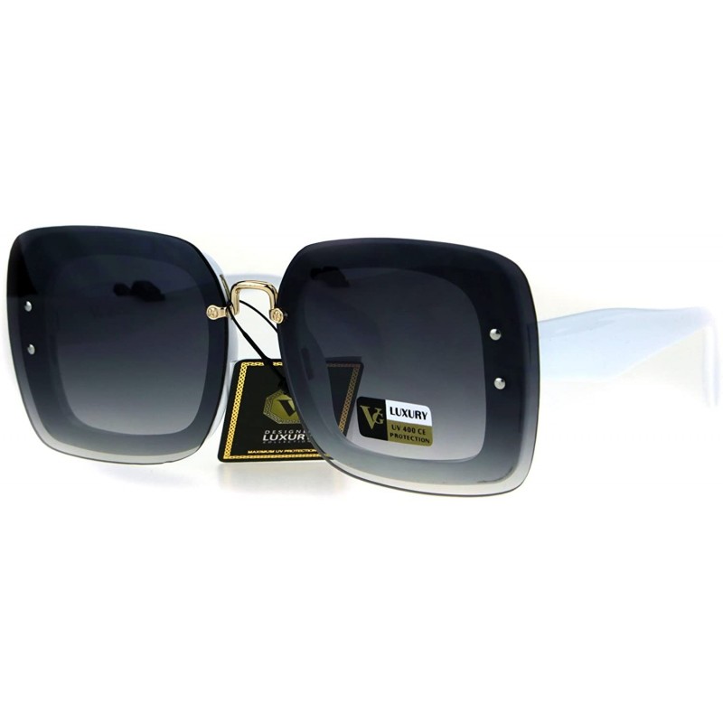 Rectangular Rimless Rectangular Luxury Designer Fashion Womens Plastic Sunglasses - White - CN17AZHO8WN $11.40