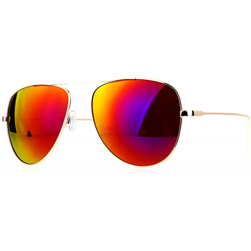 Aviator Unisex Sunglasses Top Bridge Metal Frame Color Mirror Lens - Gold (Fuchsia Mirror) - C51875RL09L $9.32