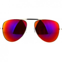 Aviator Unisex Sunglasses Top Bridge Metal Frame Color Mirror Lens - Gold (Fuchsia Mirror) - C51875RL09L $9.32