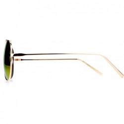 Aviator Unisex Sunglasses Top Bridge Metal Frame Color Mirror Lens - Gold (Fuchsia Mirror) - C51875RL09L $9.32