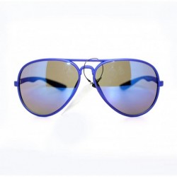 Aviator Soft Matte Finish Unisex Aviator Sunglasses Light Frame Mirror Lens - Blue - C211W8F1BZ5 $8.17