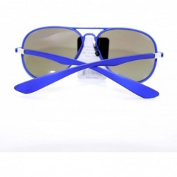 Aviator Soft Matte Finish Unisex Aviator Sunglasses Light Frame Mirror Lens - Blue - C211W8F1BZ5 $8.17