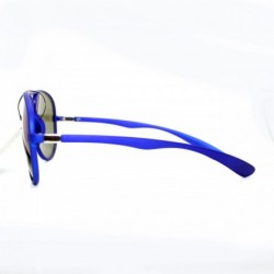 Aviator Soft Matte Finish Unisex Aviator Sunglasses Light Frame Mirror Lens - Blue - C211W8F1BZ5 $8.17